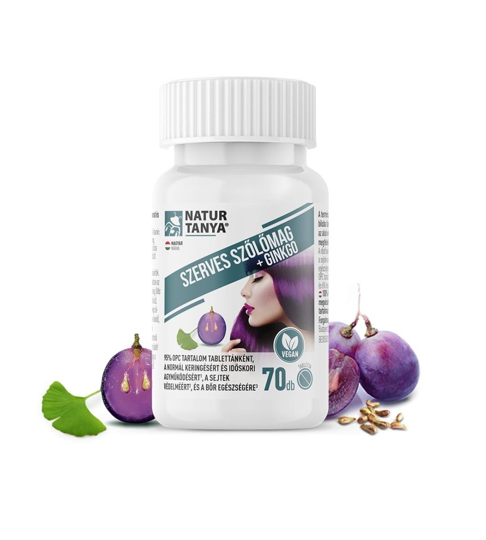 Natur Tanya® Szerves Szőlőmag és Ginkgo biloba 70 db