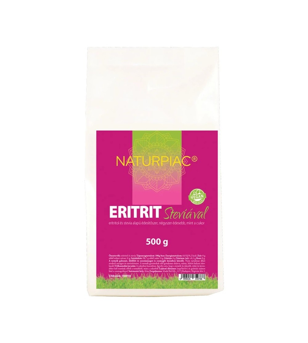 Naturpiac négyszeres erősségű cukorhelyettesítő (eritrit steviával) 500g