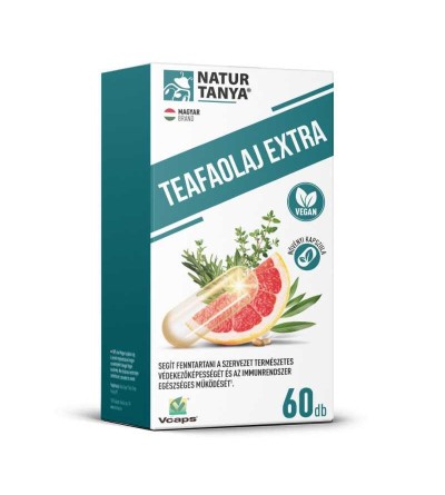 Natur Tanya® TEAFAOLAJ EXTRA kapszula 60 db – Standardizált növényi összetevők, mikrokapszulázott teafa olajjal
