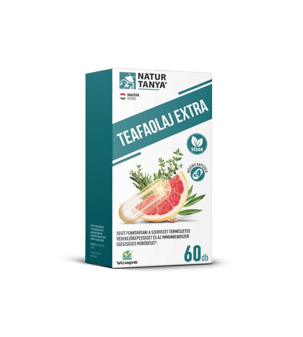 Natur Tanya® TEAFAOLAJ EXTRA kapszula 60 db – Standardizált növényi összetevők, mikrokapszulázott teafa olajjal