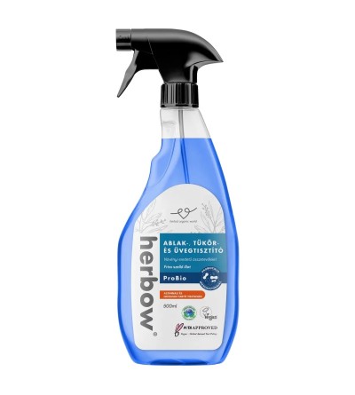 Herbow Ablak-, tükör- és üvegtisztító Probiotikus Spray & Wipe Friss szellő illattal 500ml